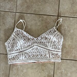 Kendall & Kylie White Lace Crop Top